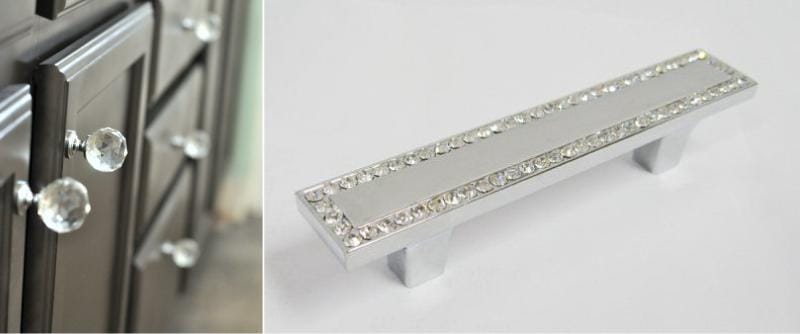 Swarovski krystaller på håndtakene til kjøkkenet