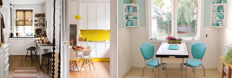 Due colori attivi in ​​una piccola cucina