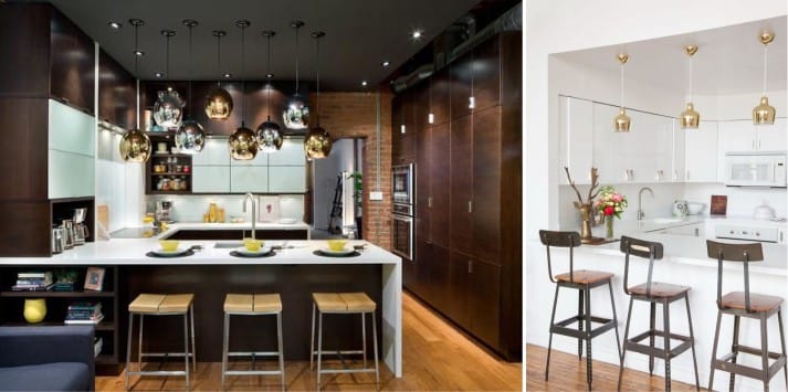 Metal en el interior de la cocina en estilo moderno.