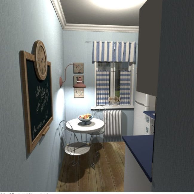 Conception d'une petite cuisine bleue de style nautique