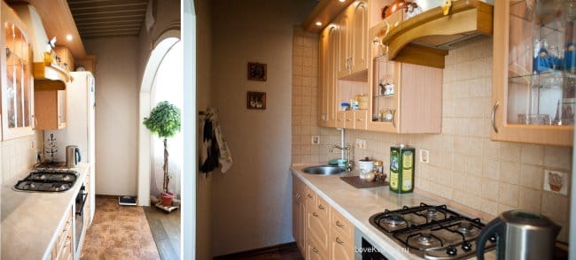 Rénovation d'une petite cuisine avec arche - vue sur la cuisine