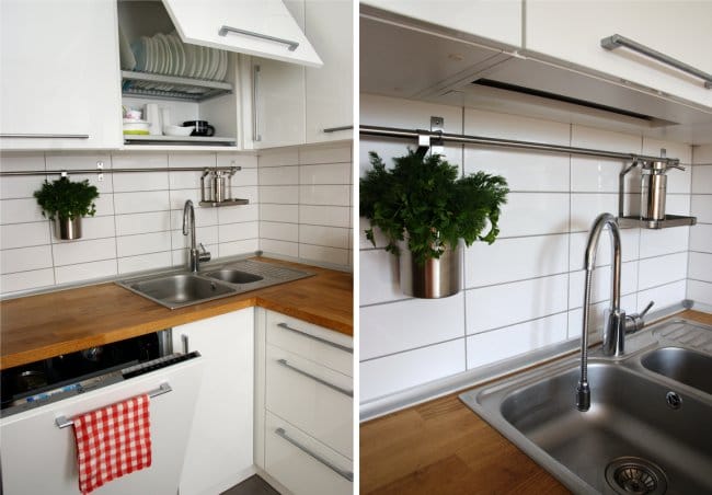 Réparer une petite cuisine avec une partition - zone de travail Réparer une petite cuisine avec une partition - zone de travail