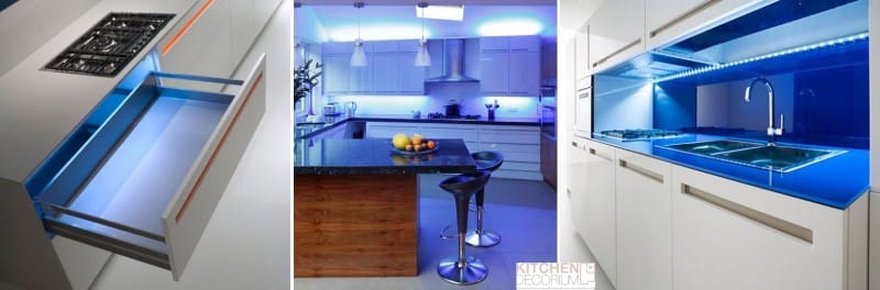 Iluminação azul da cozinha