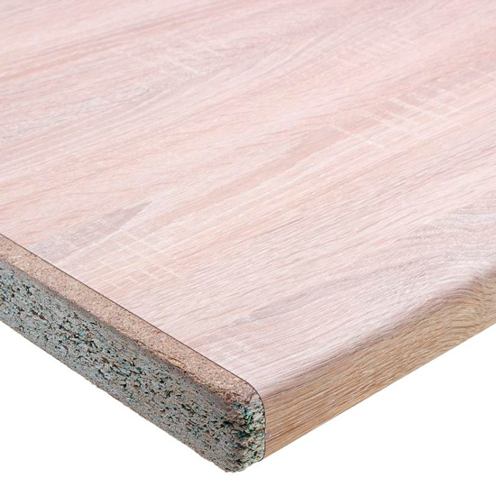 Tablero aglomerado laminado con estructura de madera.