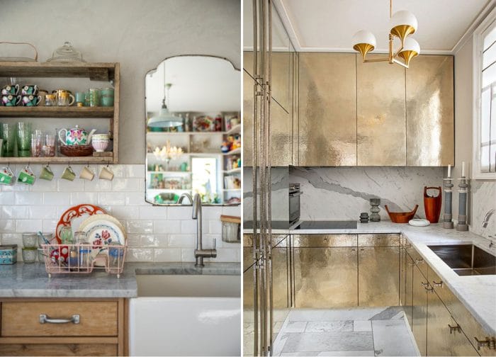 Encimera de mármol en la cocina en estilo retro y moderno. Encimera de mármol en la cocina en estilo retro y moderno.
