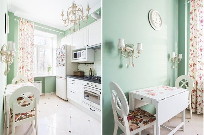 Rèm trên grommet cho nhà bếp theo phong cách của Provence Rèm trên grommet cho nhà bếp theo phong cách của Provence