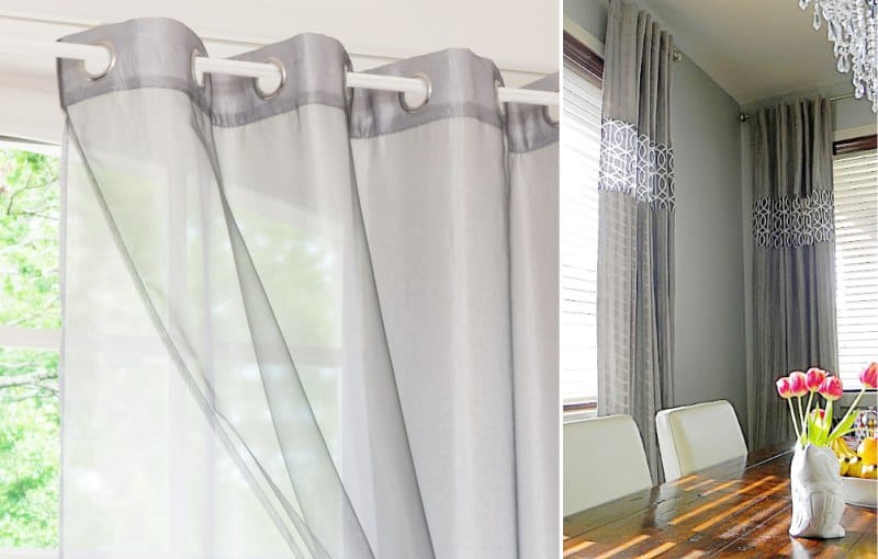 Organza tulle על grommet בחדר האוכל פנים