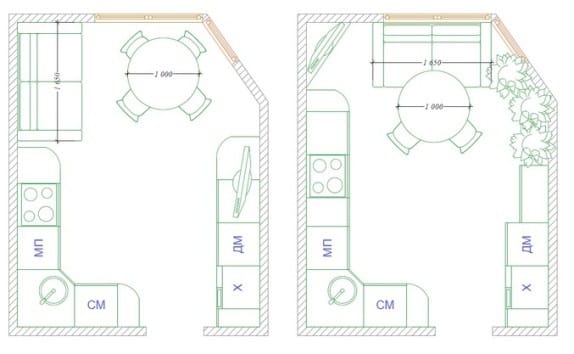 Plano de cozinha com armário de energia semi e sofá