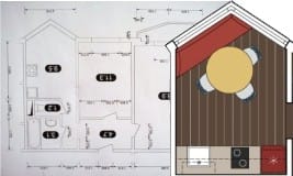 Plano de cozinha com janela de sacada triangular