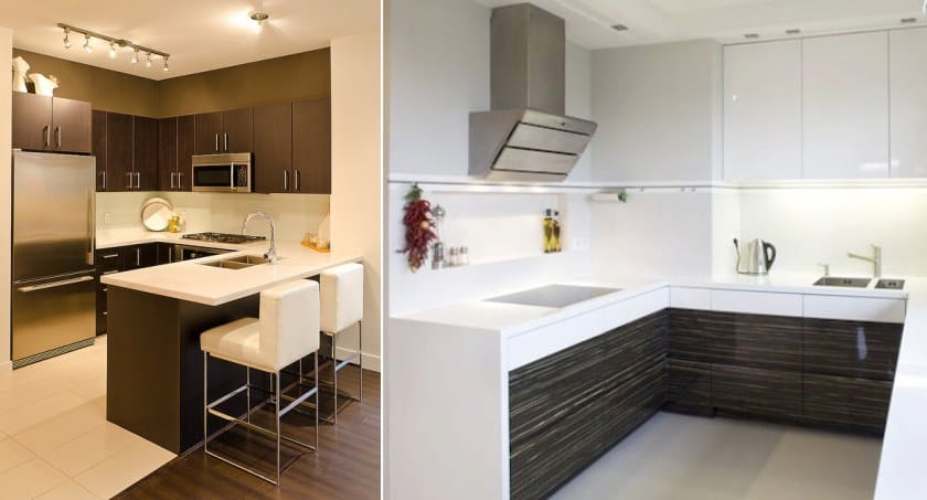 Iluminação de cozinha com tetos baixos com holofotes