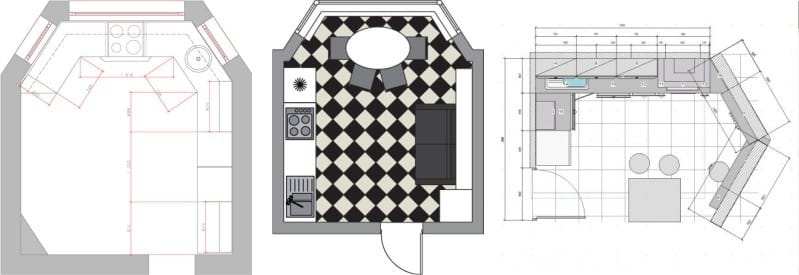 Variantes da utilização de uma janela tipo bay window na cozinha da casa da série P-44T