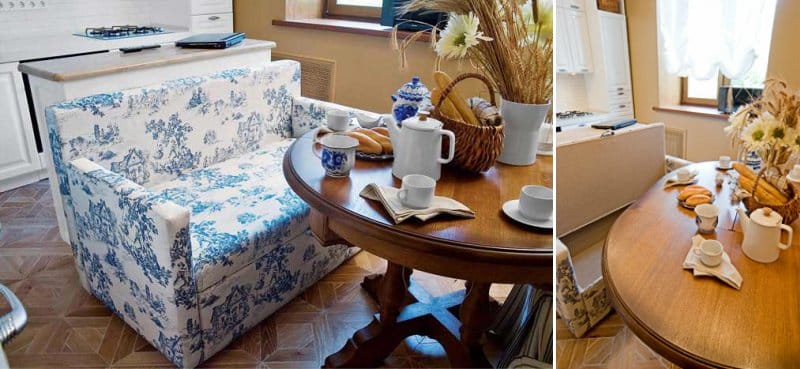 Cucina in stile classico con divano