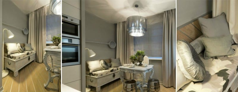 Design dell'angolo cottura con cuscini