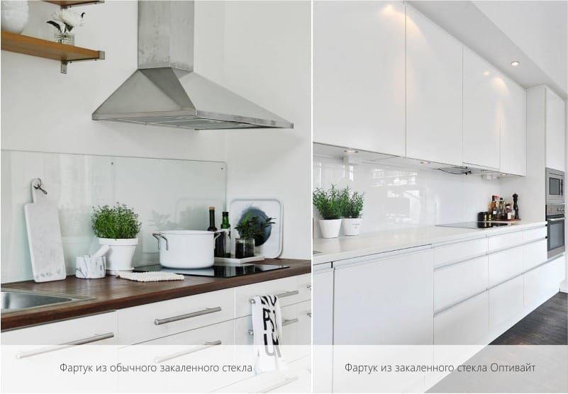 Optiwhite και Clear Float γυάλινη ποδιά