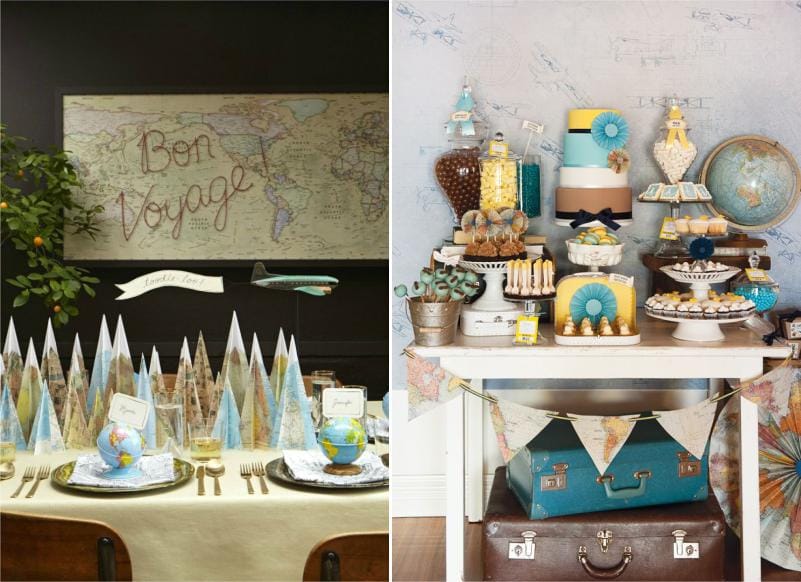 Mesa festiva e barra de chocolate no estilo de pilotos e viajantes