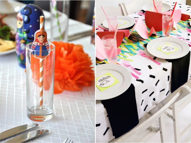 Decorações para a mesa de papel infantil