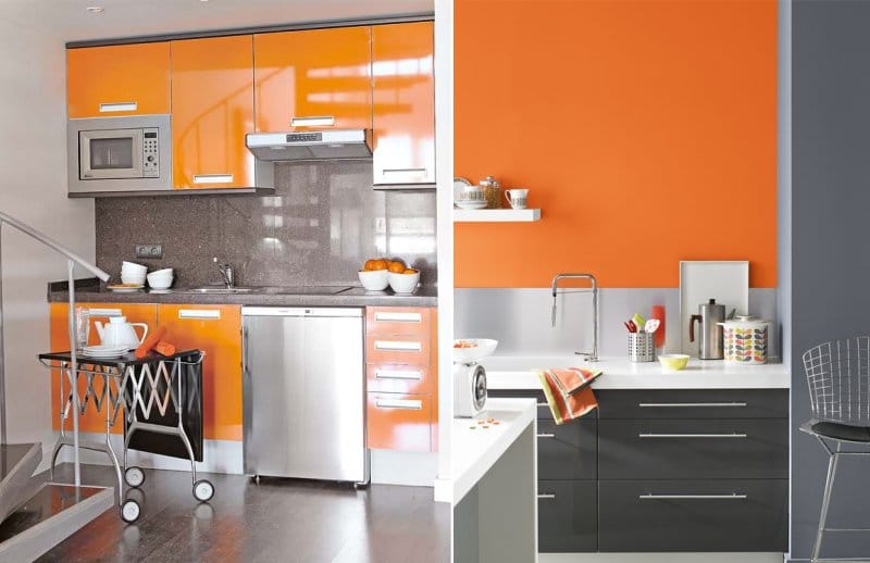 Grijs-oranje keuken