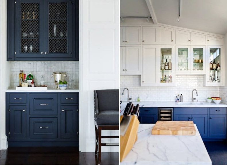 Blauwe keuken in het interieur