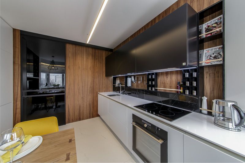 Painéis de parede de MDF no interior da cozinha