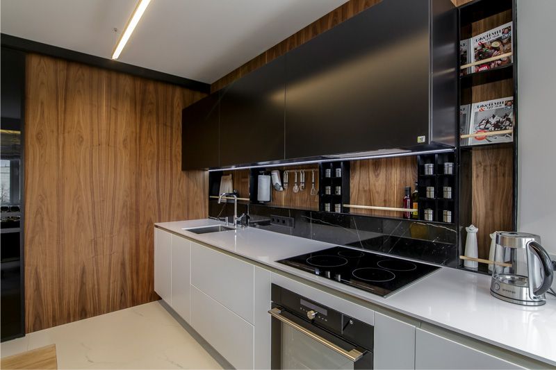 Painéis de parede de MDF no interior da cozinha