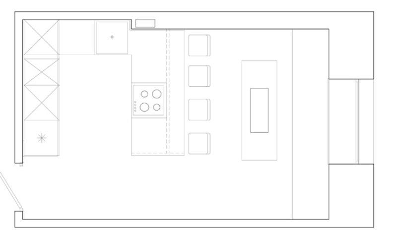 Plano da cozinha peninsular