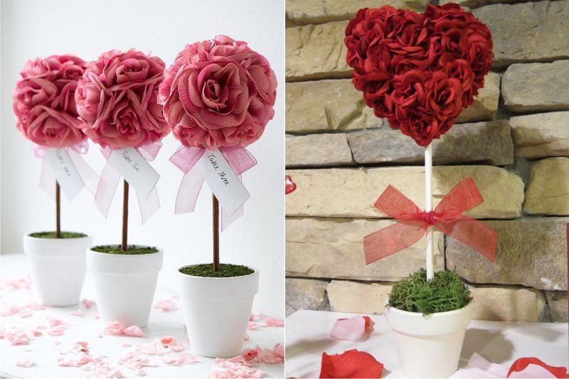 Dekoration av topiary ball med kunstige blomster