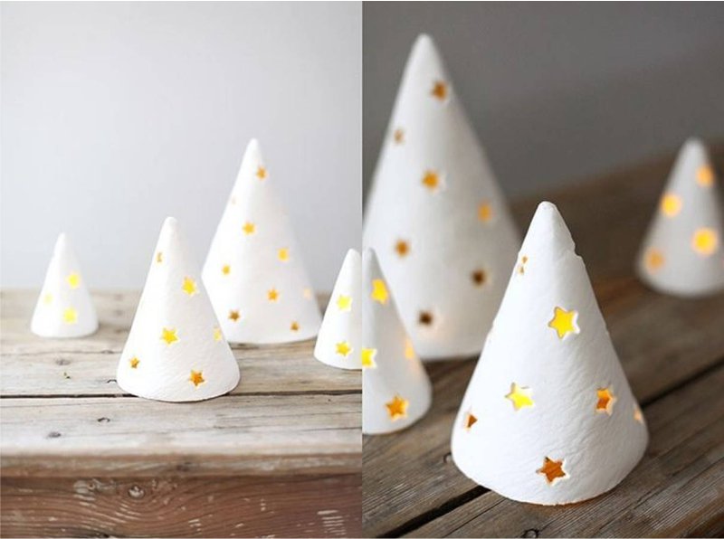 Caps for stearinlys laget av polymer leire