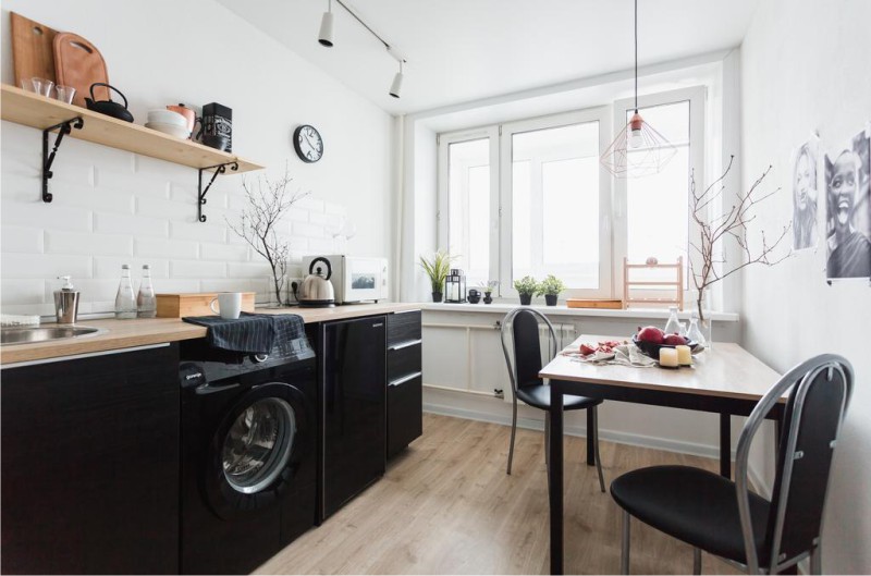 Cucina in bianco e nero 7,5 mq