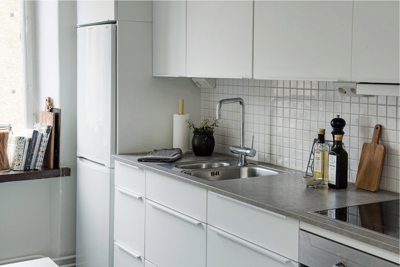 Cucina 7 quadrati. layout lineare