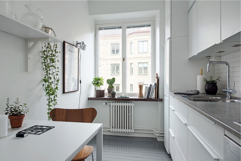 Cucina 7 quadrati. layout lineare