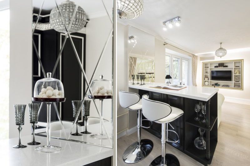 Zwarte art deco-keuken