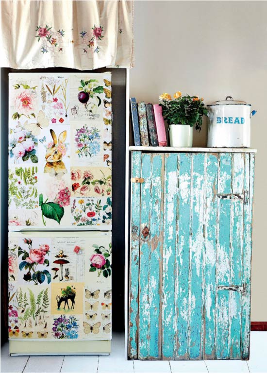 Decoupage kjøleskap innredning