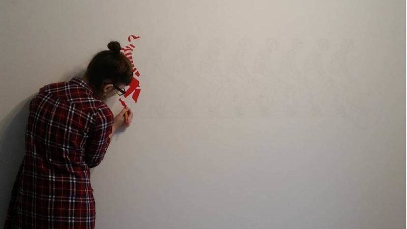 Pintura mural con proyector.