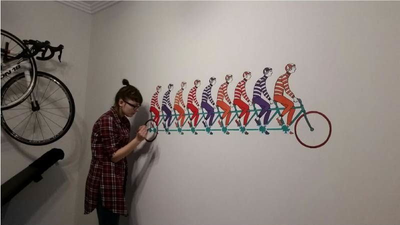 Pintura mural con proyector.