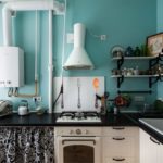 Cocina interior con estufa a gas en estilo campestre.