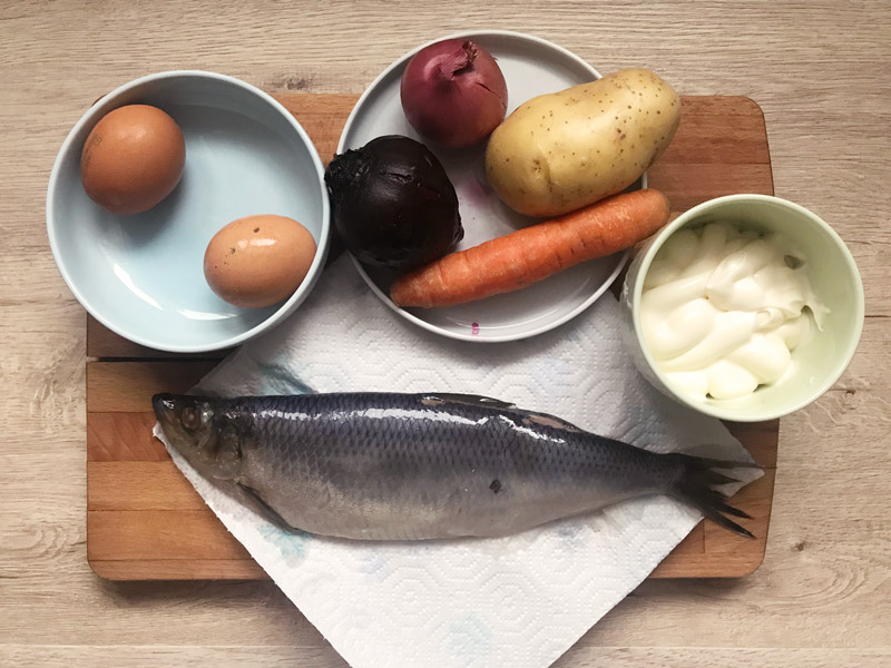 Ingredients per a l'arengada sota un abric de pell